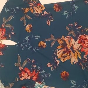 Women Teal  Floral Blouse